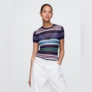 NWOT GAP Sheer Ribbed Knit Striped T-Shirt Women’s Size S